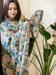 Handpainted Kalamkari Dupatta in Chanderi Silk