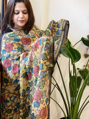 Handpainted Kalamkari Dupatta in Chanderi Silk