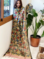Handpainted Kalamkari Dupatta in Chanderi Silk