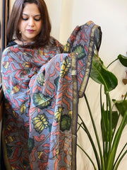 Handpainted Kalamkari Dupatta in Chanderi Silk