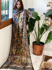 Handpainted Kalamkari Dupatta in Chanderi Silk
