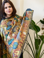 Handpainted Kalamkari Dupatta in Chanderi Silk