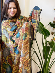 Handpainted Kalamkari Dupatta in Chanderi Silk