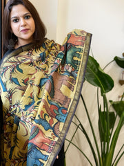Handpainted Kalamkari Dupatta in Chanderi Silk