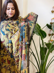 Handpainted Kalamkari Dupatta in Chanderi Silk