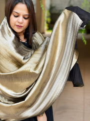 Black Zari Reversible Woollen Shawl