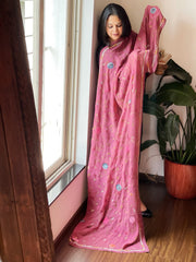Onion Pink Hand Embroidered Dupatta in Georgette