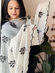 Off-White Cotton Dupatta with Embroidered Butas
