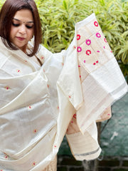 Ivory Handwoven Banarasi Dupatta in Pure Silk