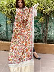 Printed Kalamkari Dupatta with Sequin Work and Zari Pallu in Dola Silk