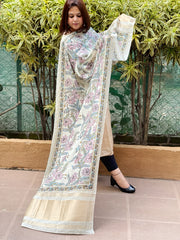 Printed Kalamkari Dupatta with Sequin Work and Zari Pallu in Dola Silk