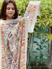 Printed Kalamkari Dupatta with Sequin Work and Zari Pallu in Dola Silk