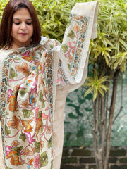 Printed Kalamkari Dupatta with Sequin Work and Zari Pallu in Dola Silk