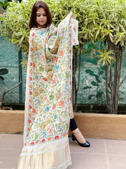 Printed Kalamkari Dupatta with Sequin Work and Zari Pallu in Dola Silk