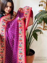 Bandhani with Woven Paithani Dupatta in Fine Blended Silk
