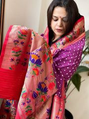 Bandhani with Woven Paithani Dupatta in Fine Blended Silk