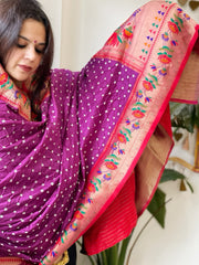 Bandhani with Woven Paithani Dupatta in Fine Blended Silk