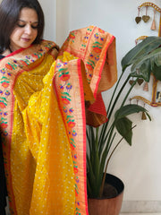 Bandhani with Woven Paithani Dupatta in Fine Blended Silk