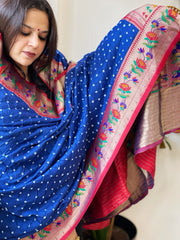 Bandhani with Woven Paithani Dupatta in Fine Blended Silk
