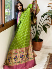 Bandhani with Woven Paithani Dupatta in Fine Blended Silk