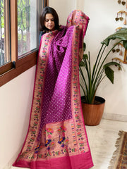 Bandhani with Woven Paithani Dupatta in Fine Blended Silk