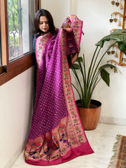 Bandhani with Woven Paithani Dupatta in Fine Blended Silk