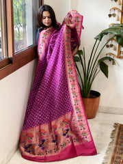 Bandhani with Woven Paithani Dupatta in Fine Blended Silk