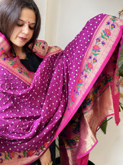 Bandhani with Woven Paithani Dupatta in Fine Blended Silk