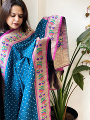 Bandhani with Woven Paithani Dupatta in Fine Blended Silk