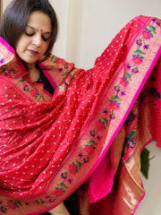 Bandhani with Woven Paithani Dupatta in Fine Blended Silk