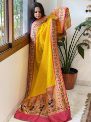 Bandhani with Woven Paithani Dupatta in Fine Blended Silk