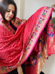 Bandhani with Woven Paithani Dupatta in Fine Blended Silk