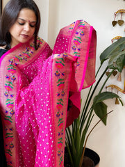 Bandhani with Woven Paithani Dupatta in Fine Blended Silk