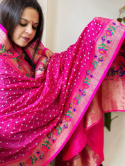 Bandhani with Woven Paithani Dupatta in Fine Blended Silk