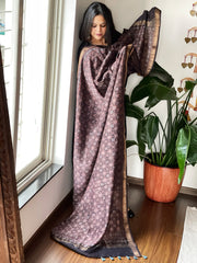 Black Ajrakh Handblock Printed Dupatta on Chanderi Silk