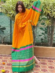 Yellow Handwoven Ikat Dupatta Pure Silk-Cotton