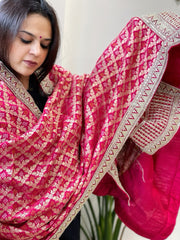 Woven Bandhej Banarasi Dupatta in Fine Georgette with Zardosi Work