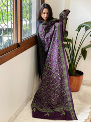 Purple Handmade Kantha Dupatta in Pure Cotton