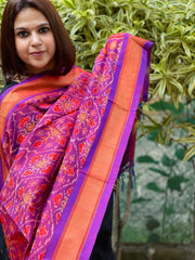 Purple Handwoven Ikat Dupatta Pure Silk-Cotton