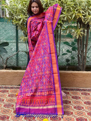 Purple Handwoven Ikat Dupatta Pure Silk-Cotton