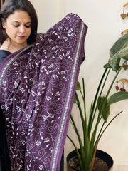 Purple Handmade Kantha Dupatta in Pure Cotton