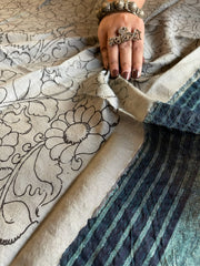 Handpainted Kalamkari Saree in Pure Tussar Silk