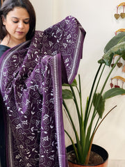 Purple Handmade Kantha Dupatta in Pure Cotton