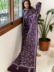 Purple Handmade Kantha Dupatta in Pure Cotton