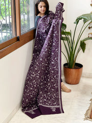 Purple Handmade Kantha Dupatta in Pure Cotton
