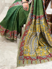 Handpainted Kalamkari Saree in Pure Tussar Silk