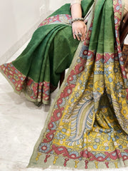 Handpainted Kalamkari Saree in Pure Tussar Silk