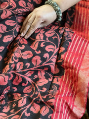 Handpainted Kalamkari Saree in Pure Vidharbha Tussar Silk