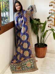 Blue Chinon Dupatta with Aari Embroidery