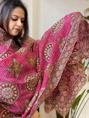Pink Chinon Dupatta with Aari Embroidery
